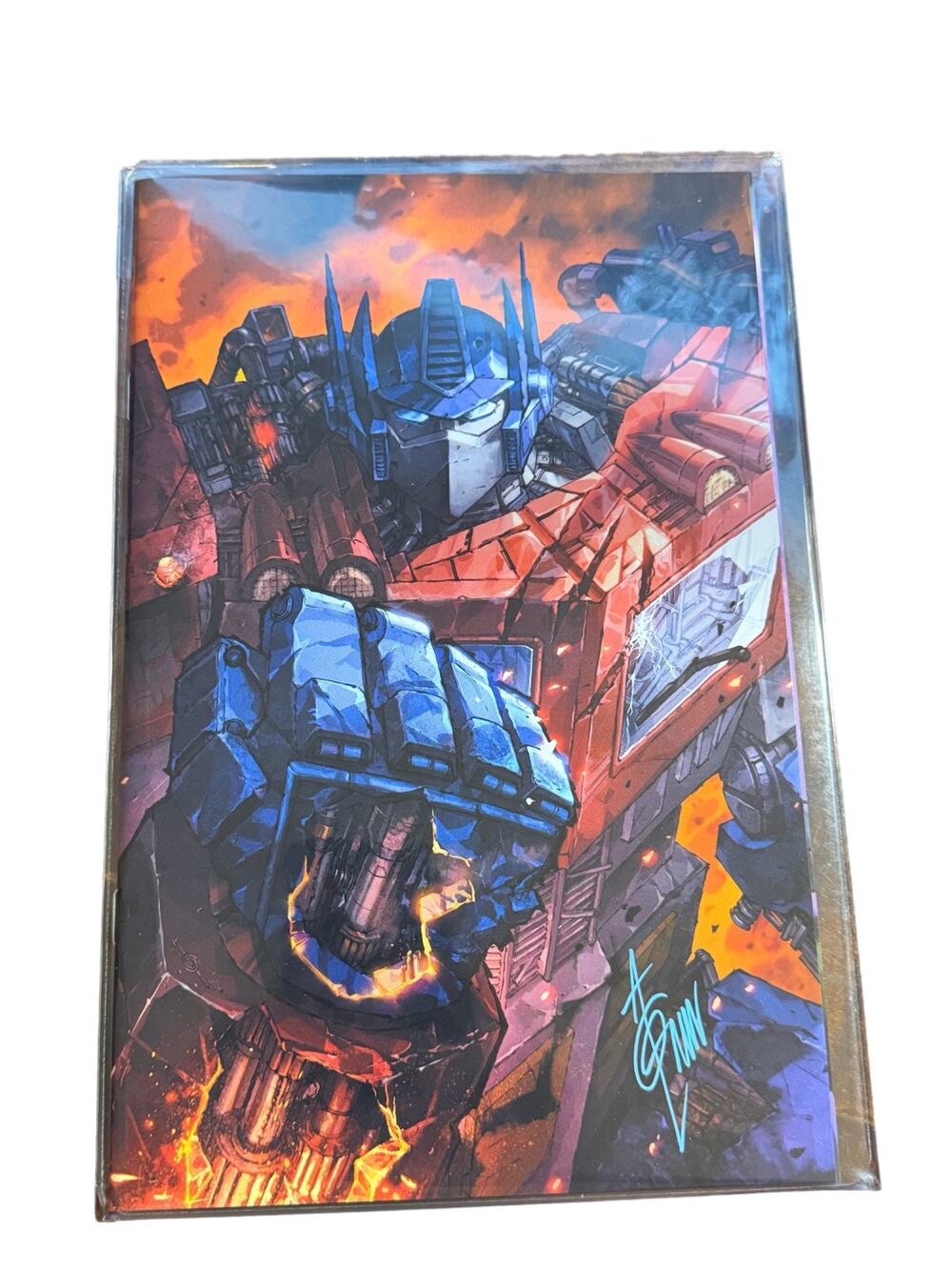 Transformers Optimus Alan Quah Prime Signed Comic Book Virgin Variant Cover